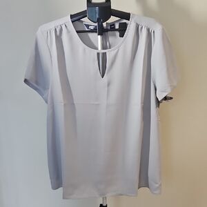 Lands' End Light Gray Keyhole Blouse